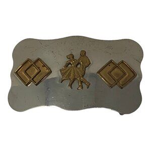 Chambers Belt Co. Buckle Silver Goldtone Square Dancing Couple Man Woman Vintage